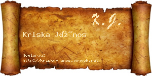 Kriska János névjegykártya